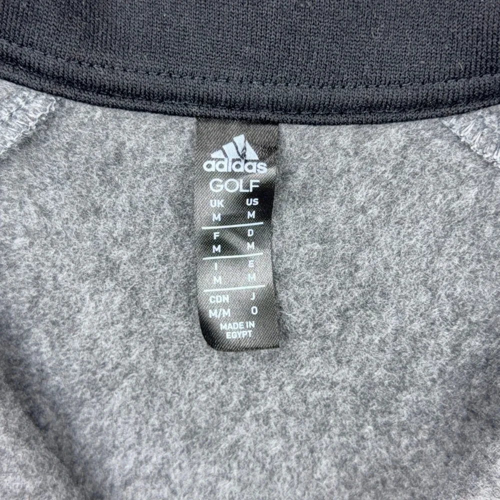 Adidas Golf Pullover Mens Medium Gray 1/4 Zip Fleece Lined Athletic Performance